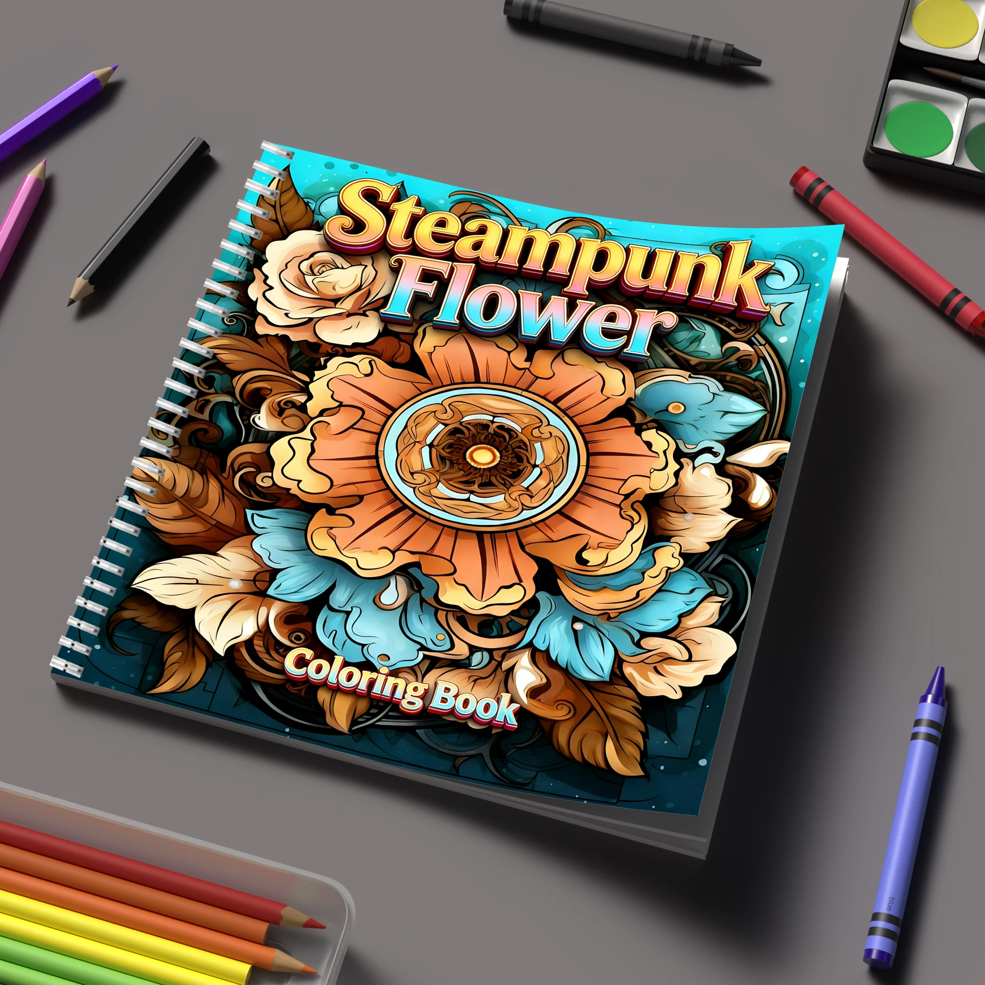 Flower Supply - Livro de Colorir Flores Steampunk para