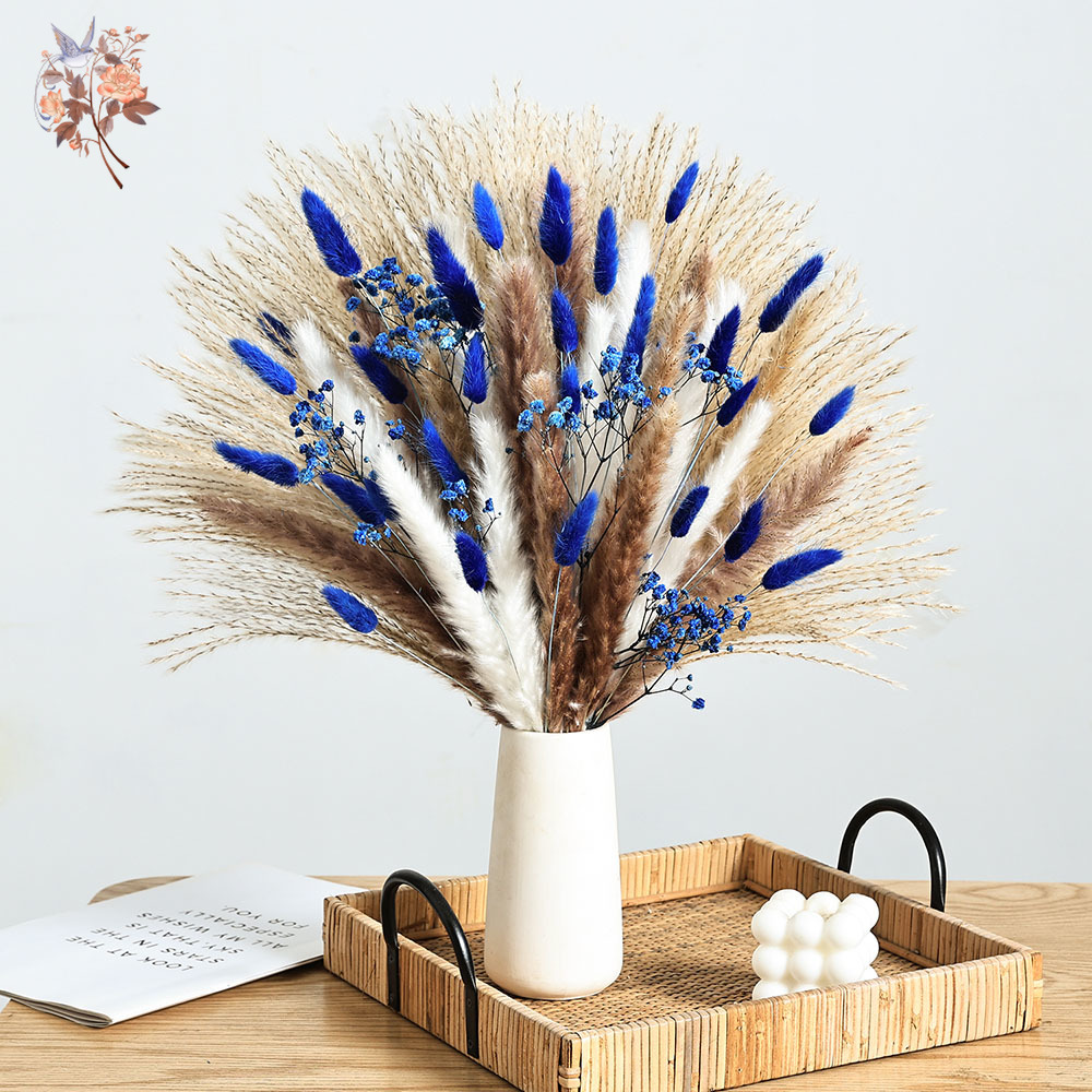 70 haste azul fofo coelho caud - Dried Flower Bunch avaliação e preço