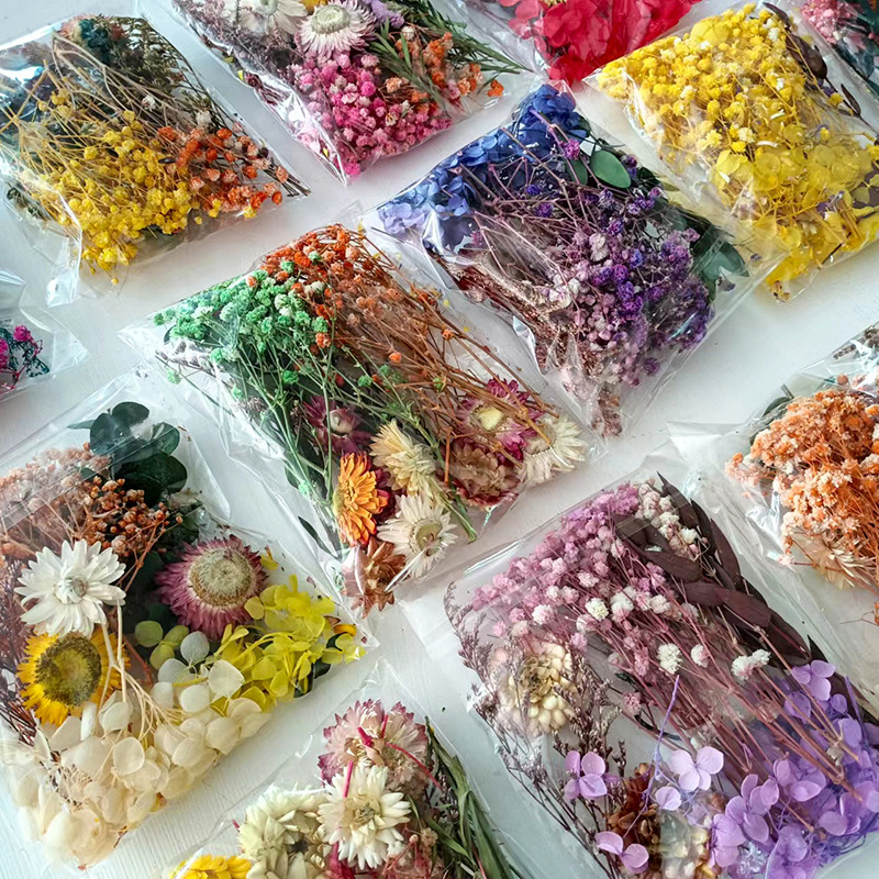 1 pacote vários flores secas c - Dried Flower Bunch avaliação e preço